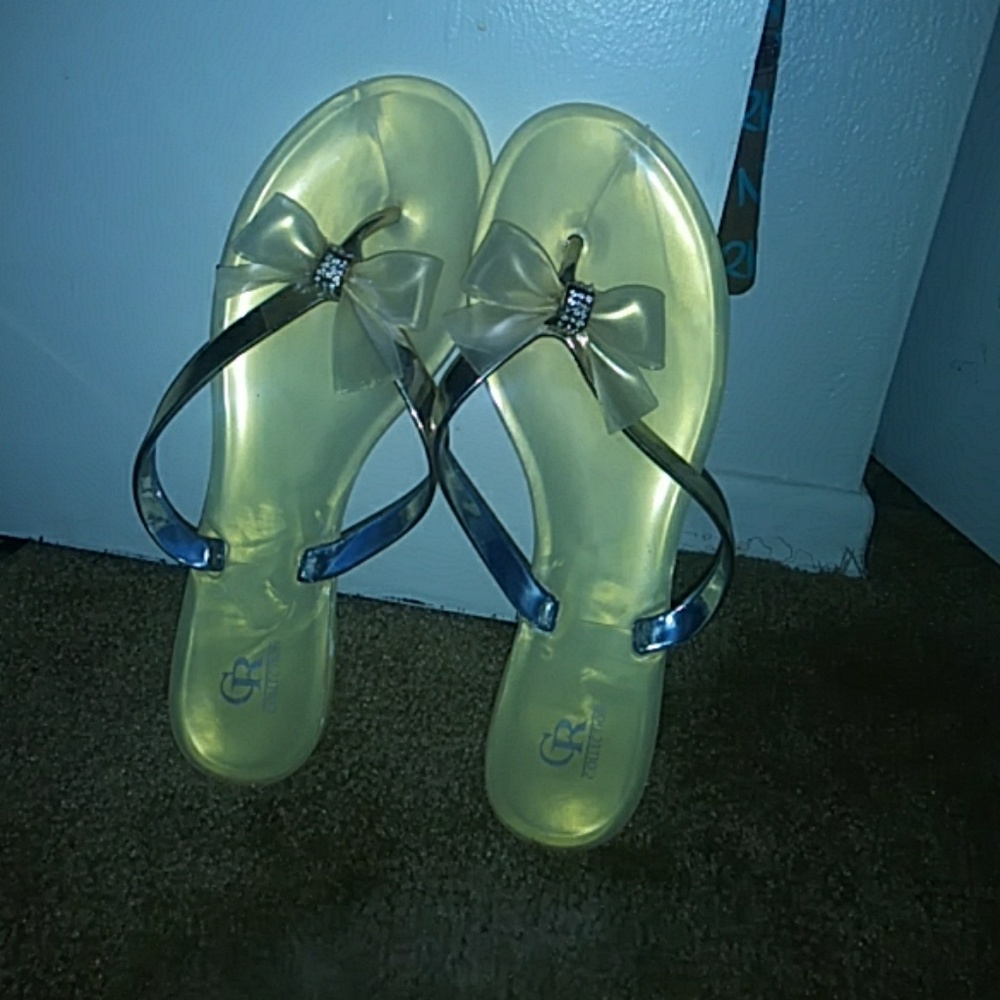Yellow summer flip flops